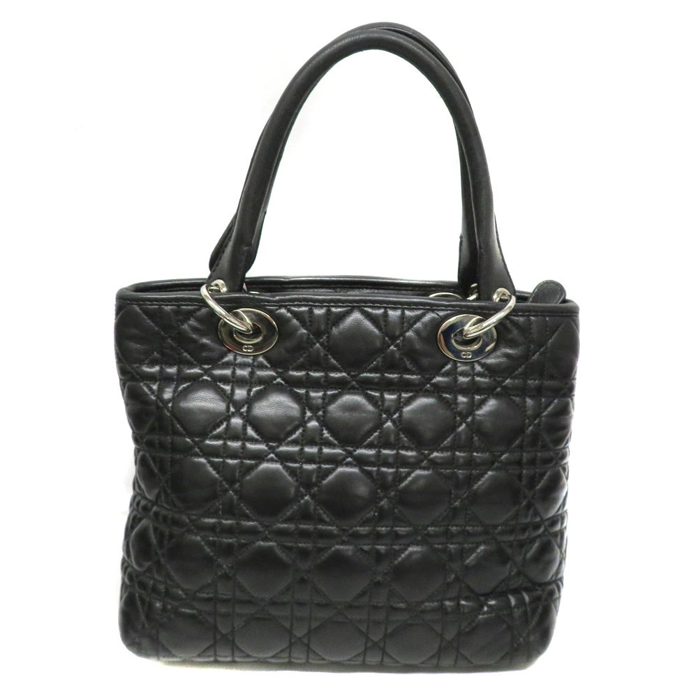 Dior 2way Christian Handbag  Leather Black Lady